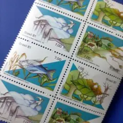 5053 外国切手 ブラジル Brasil 1981年環境保護 田型2セット