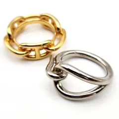 HERMES エルメスゴールド シルバー ジャンボ スカーフリング 2点セット