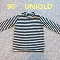 UNIQLO リブハイネックT(ボーダー・長袖) 90サイズ