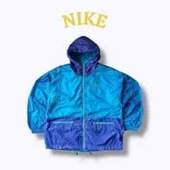90s NIKE ナイキ ナイロンジャケット 総柄 バックプリント Mサイズ