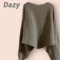 Dazy 長袖ニット　クロスデザイン　ショート丈　変形　レディース/L