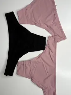 レディース ショーツ 3枚セット Lサイズ ピンク＆ブラック シンプル 下着