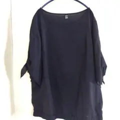 黒 ドレープ袖 カットソー ゆるダボ XL