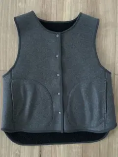 グレー フリース ベスト ボア裏地付き