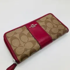 0439 極美品 COACH コーチ 長財布 シグネチャー 赤 タグ付き - メルカリ