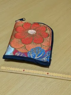 帯のリメイク★L字ファスナー花柄刺繍マルチケース