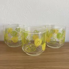 【昭和レトロ】葉っぱ ガラスコップ グラス 3個セット