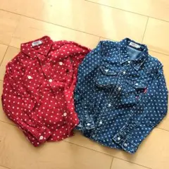 DOUBLE.B 水玉模様 長袖シャツ 110cm 2色セット