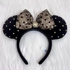 ディズニー　ミニー　カチューシャ　ブラック　ゴールド