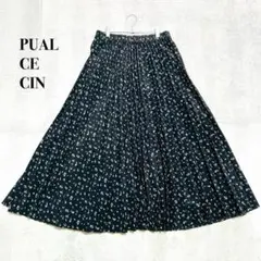 ...PUAL CE CIN 小花柄プリーツロングスカートウエストゴムブラック系のサムネイル