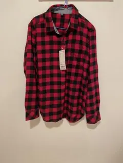 【新品タグ付き】UNIQLO 長袖シャツ 赤と黒のチェック 140