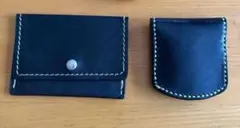 ハンドメイド　馬蹄型コインケース＆カードケース　⭐️レザー　本革　ブラック　2個