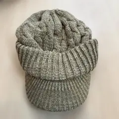 グレー系 ケーブル編み ニットキャップ