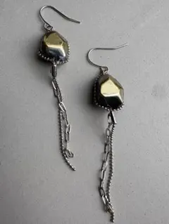 シルバー　チェーン　ストーン　ピアス　イヤリング　樹脂　モード　3点目無料