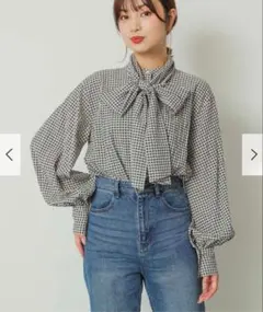 sense of place 2way ボリューム袖 ボウタイブラウス ブラウン