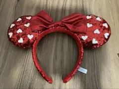 ディズニー　ミニー　カチューシャ　ハートスパンコール　赤　レッド