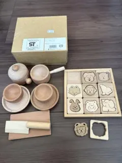 木製調理器具と動物パズルセット