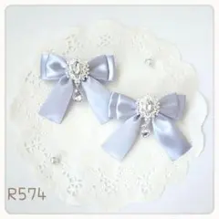 リボン ヘアクリップ 水色 青 ブルー 量産型 地雷 ロリータ 姫系 清楚系