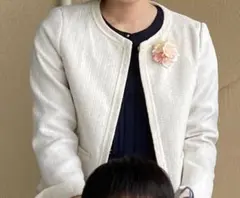 ノーカラージャケット ツイード風