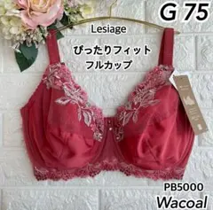 Wacoal Lesiage ぴったりフィットブラG75❣️エンジ色♡PB5000