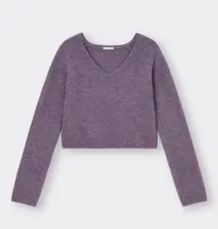 パフィータッチVネッククロップドセーター(長袖)