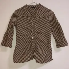 チェック柄 五分袖ブラウス　シャツ　comme ca ism 通勤