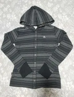 B37 アディダス adidas　スナップ カジュアルパーカー M 黒グレー