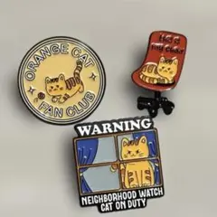 猫 ピンバッジ 3点セット 茶トラ・オレンジキャット かわいいのサムネイル