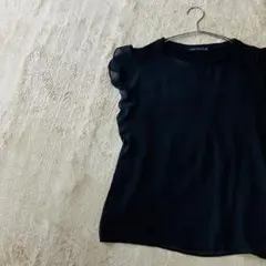 ZARA Woman ザラウーマン 袖フリル ブラウス カットソー M ブラックのサムネイル