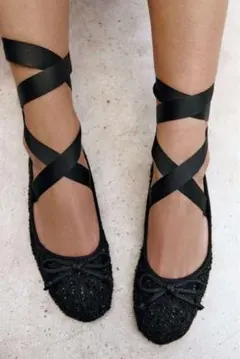 ZARA ファブリック フラットシューズ