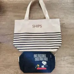 SHIPS トートバッグ スヌーピー デニムポーチ 二点 月末まで