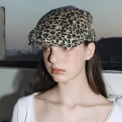 ヒョウ柄 キャスケット 55-58cm