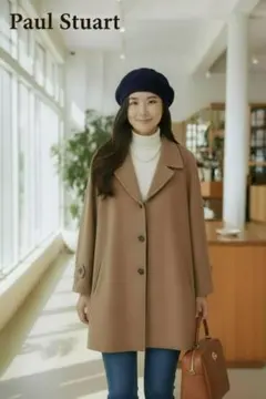 Paul Stuartのキャメルベージュのウールハーフコート9号Mサイズ