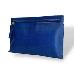 美品 現行 LOEWE ロエベ アナグラム クラッチバッグ レザー ブルー