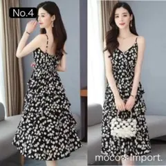 マキシワンピース 花柄 ロング丈 ドレス 体型カバー No.4