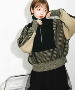 KBF⚫︎レイヤードハーフZIPニット