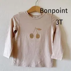 チェリー刺繍 ベージュ長袖Tシャツ