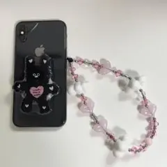 スマホストラップ　雲　ハート　ピンク　String Ting ストリングティングのサムネイル