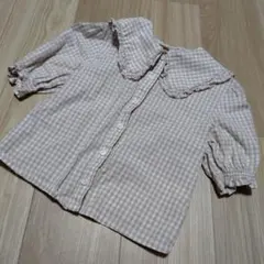 petit main チェック柄 半袖シャツ 110