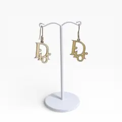 Christian Dior ディオール シルバー×ホワイト 両耳 ロゴピアス