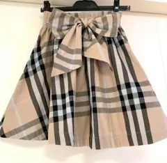 evelyn 　バーバリー柄チェック柄フレアスカート リボン付き　注意事項あり