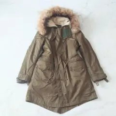 a ナノユニバース モッズコート ボアライナー フード カーキ ミリタリー