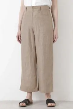 Human　Womanリネン 100% ヘリンボーン素材パンツ