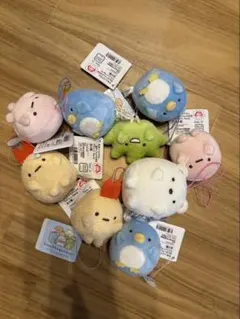 すみっコぐらし　ゴム付きぬいぐるみマスコット　9点まとめ売り