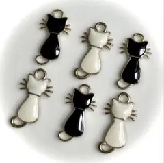 猫デザイン アクセサリー用チャーム 6個セット