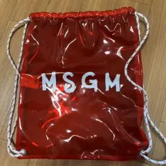 MSGM 赤 プール クリア ビニール レッド ドローストリングバッグ