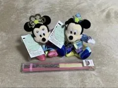 ぬいぐるみバッジ・扇子セット ミッキー ミニー 2019七夕