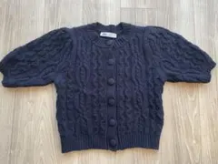 ZARA ケーブルニットカーディガン　半袖　ネイビー　Sサイズ