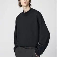 UNIQLO ブラッシュドモックネックTシャツ XL ブラック