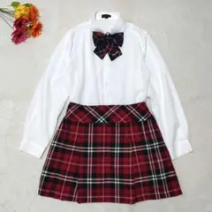 4点セット【美品】デコラピンキーズ　フォーマルスーツ　チェック　通学　赤　165